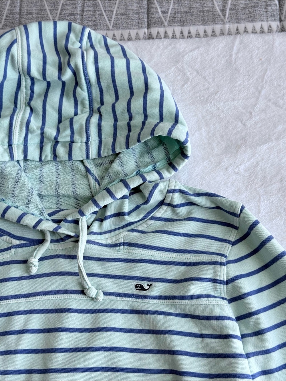 Vineyard Vines Mint Green & Navy Striped Hoodie LG - Picture 7 of 15